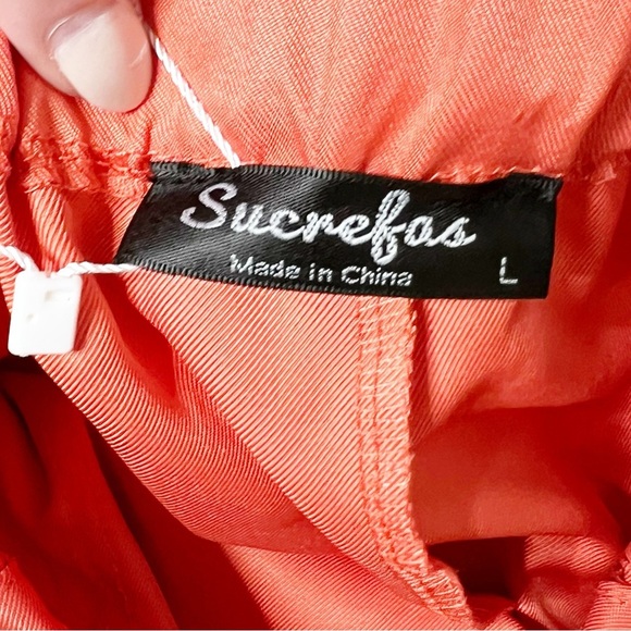 NWT Sucrefas Orange Satin Drawstring High Waist Pocketed Lounge Shorts Women's - Picture 11 of 16